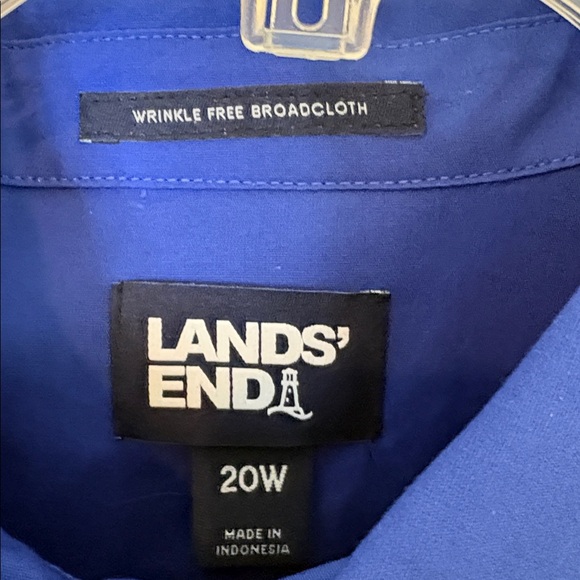 Lands' End Size 22 Wrinkle Free Broadcloth Women's Royal Blue Button-Down Shirt - Picture 3 of 9